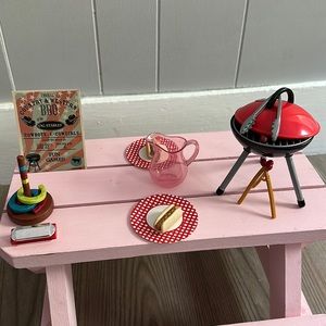 Doll BBQ and horseshoe play set